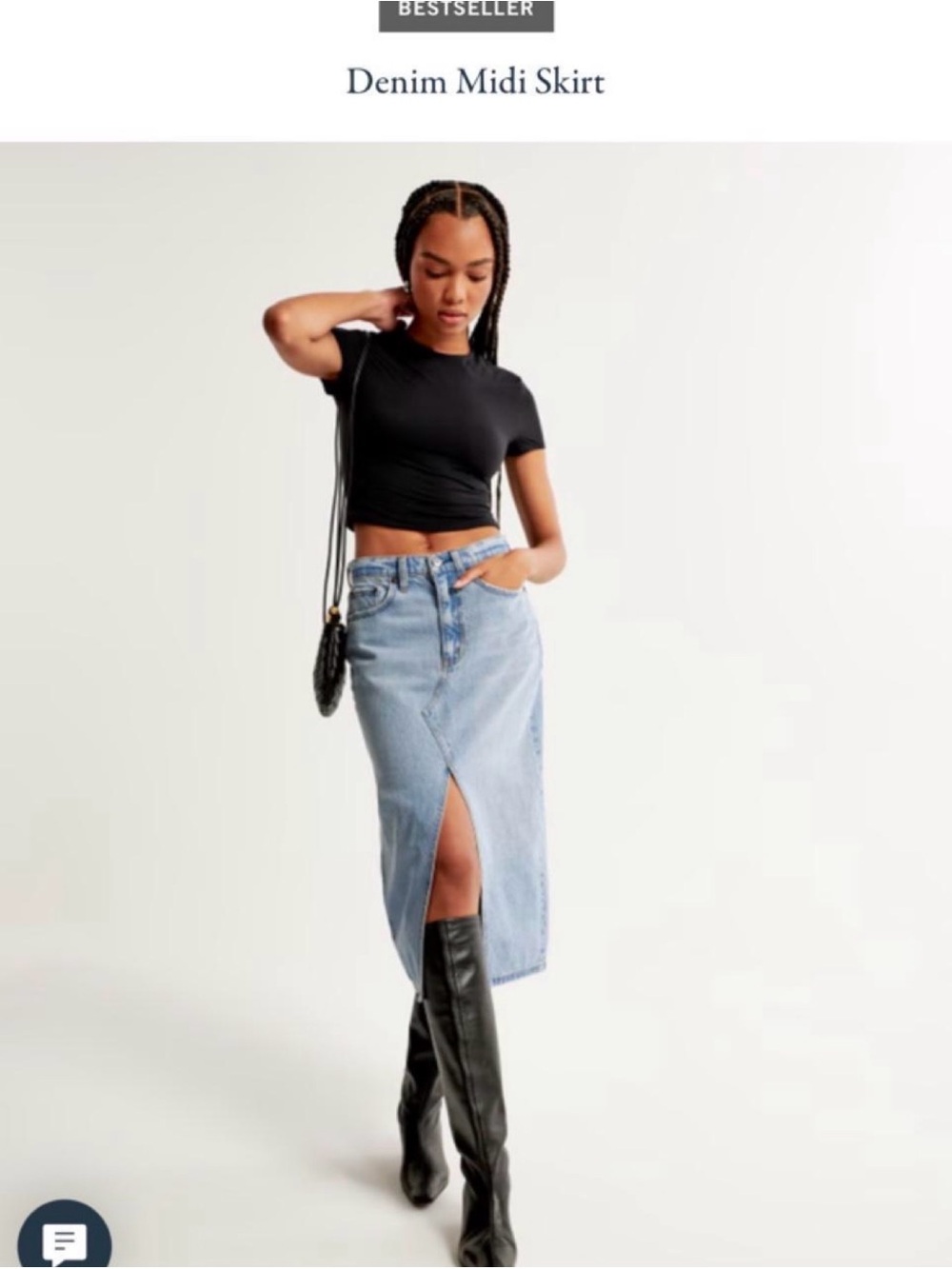 A&F Denim Midi Skirt - Light Blue